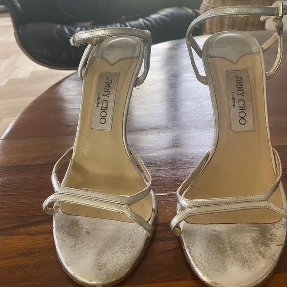 Jimmy Choo Silver Sandal Heels - Picture 2 of 8